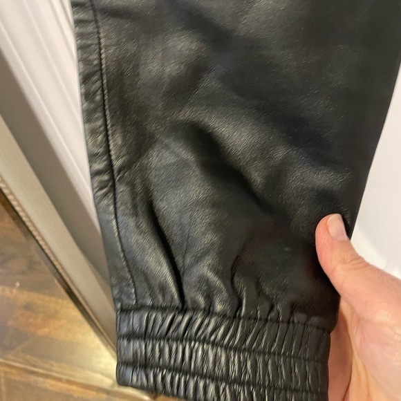 Black Genuine Leather Jogger Pant - Picture 12 of 16